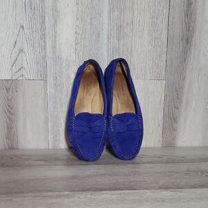🛍Lauren Ralph Lauren Blue Suede Camila Loafers Leather Flats Womens‎ 6.5B